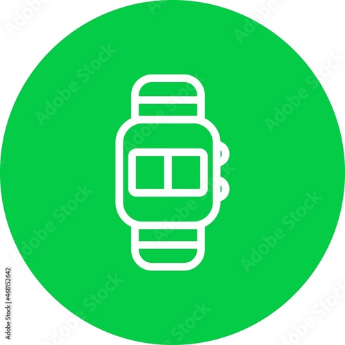 Digital Watch Line Circle Vector Icon Design