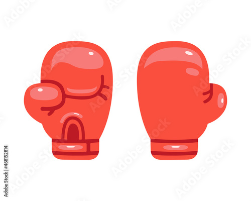Two red boxing gloves. Cartoon style. Vector illustration.