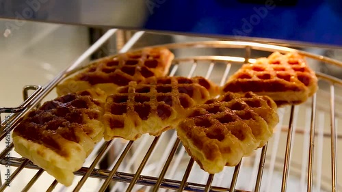 Crunchy wafel butter-flavoured biscuits are in the butter display case, tempting to eat, perfect for your video stock photo