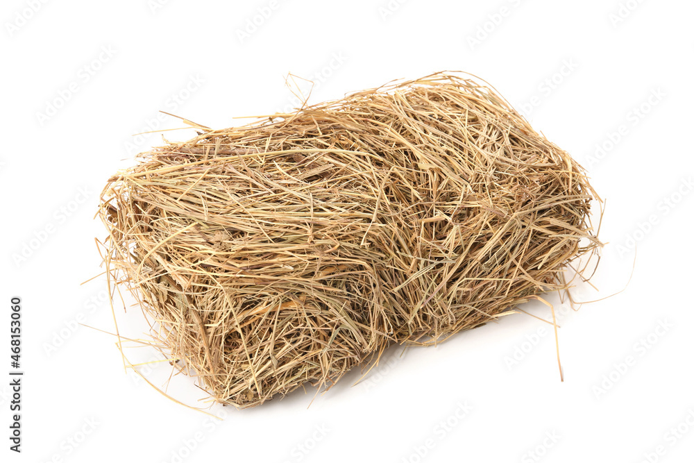 Obraz premium Small dried hay bale on white background