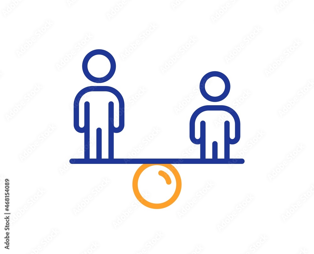 Equity culture line icon. Equality sign. Gender diversity symbol. Colorful thin line outline concept. Linear style equity icon. Editable stroke. Vector Equity culture line icon. Equality sign. Gender diversity symbol. Colorful thin line outline concept. Linear style equity icon. Editable stroke. Vector