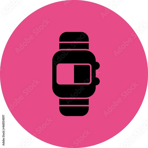Digital Watch Glyph Circle Vector Icon Design
