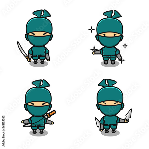 set of ninja cartoon