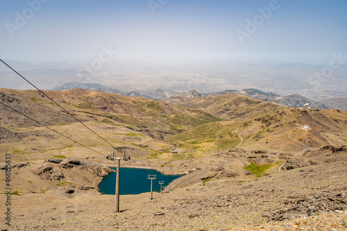 Cable car from ski resort Sierra Nevada through Sierra Nevada National Park, Spain