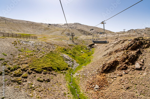 Cable car from ski resort Sierra Nevada through Sierra Nevada National Park, Spain