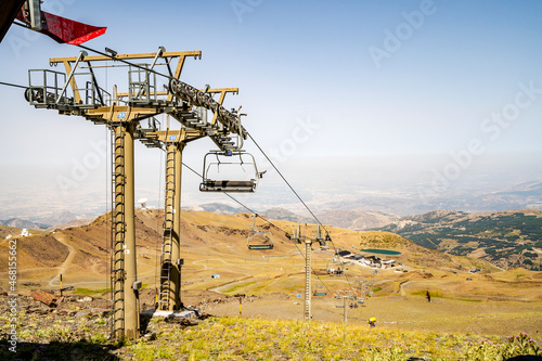 Cable car from ski resort Sierra Nevada through Sierra Nevada National Park, Spain