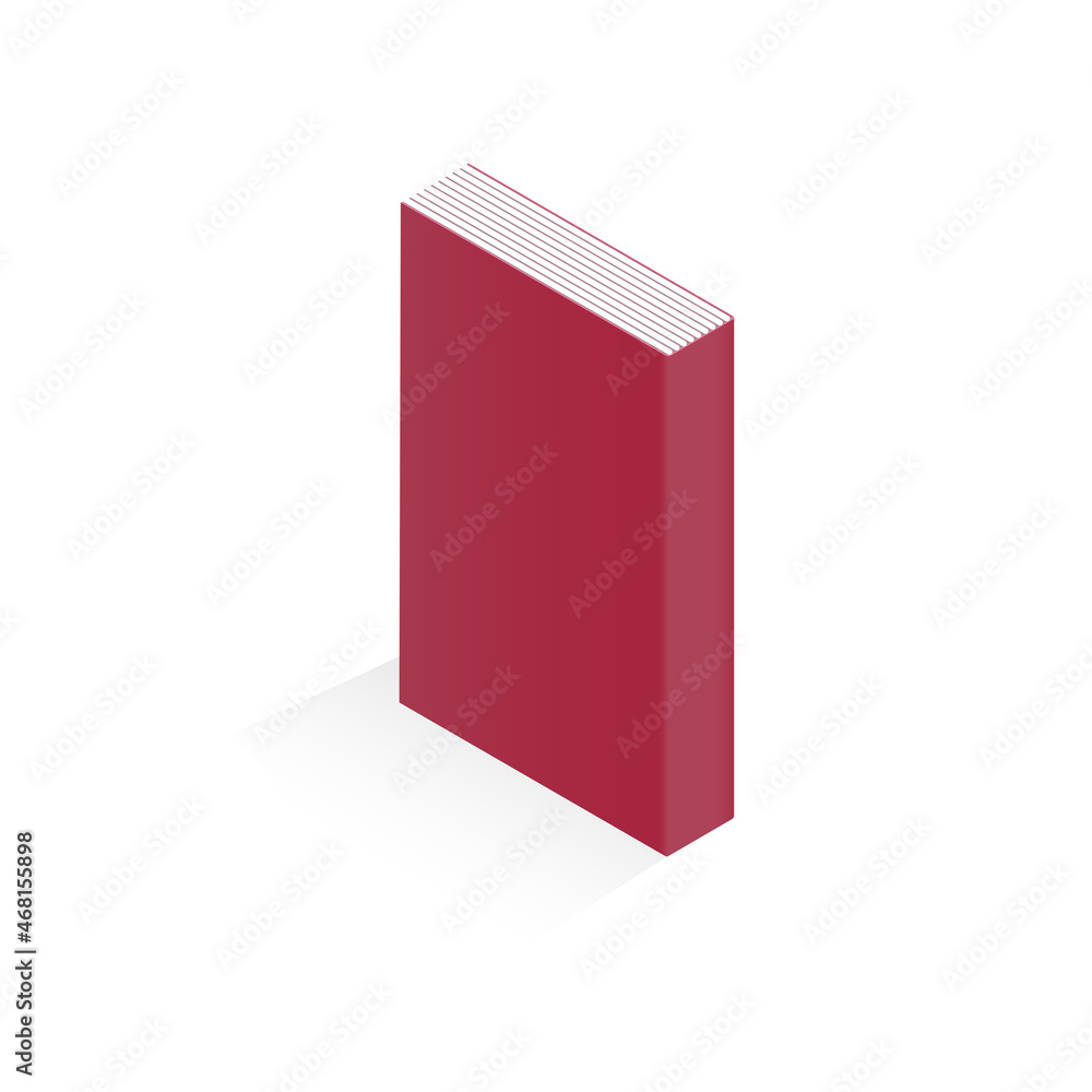 illustration of a stitched paper book with a soft cover. Pages are grouped. Red book cover on white isolated background. illustration of a stitched paper book with a soft cover. Pages are grouped. Red book cover on white isolated background.
