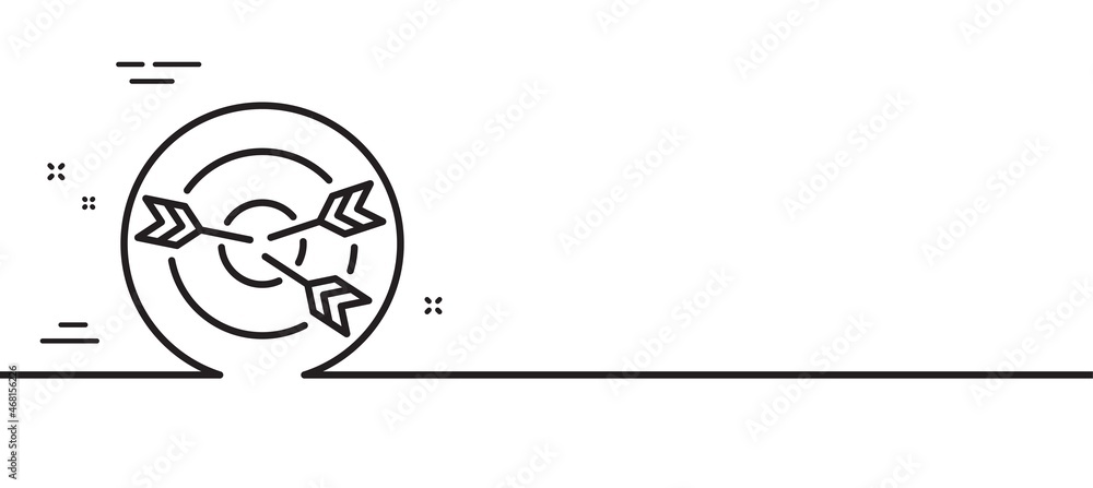 Naklejka premium Target line icon. Marketing targeting strategy symbol. Aim with arrows sign. Minimal line illustration background. Targeting line icon pattern banner. White web template concept. Vector