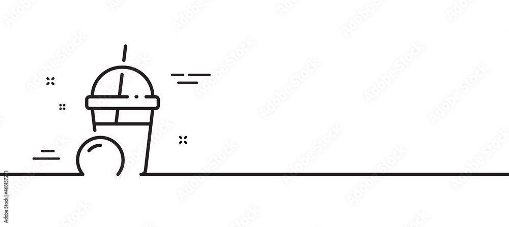 Ice cream milkshake line icon. Vanilla sundae sign. Frozen summer dessert symbol. Minimal line illustration background. Ice cream milkshake line icon pattern banner. White web template concept. Vector Ice cream milkshake line icon. Vanilla sundae sign. Frozen summer dessert symbol. Minimal line illustration background. Ice cream milkshake line icon pattern banner. White web template concept. Vector