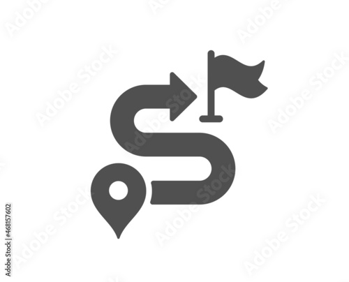 Journey quality icon. Road path sign. Route map distance symbol. Classic flat style. Quality design element. Simple journey icon. Vector