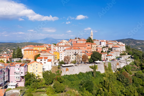 An aerial view of old town Labin, Istria, Croatia