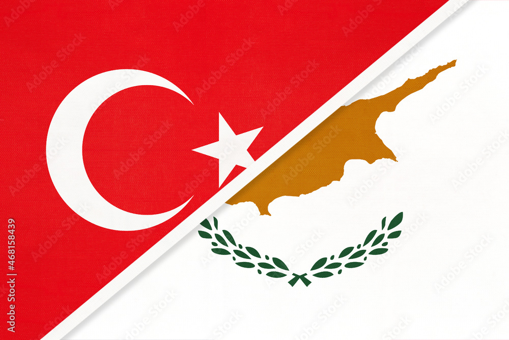 Fototapeta premium Turkey and Cyprus, symbol of country. Turkish vs national Cypriot flag