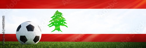 Creative football soccer ball on the flag of Lebanon, Football background, 3D Rendering.
