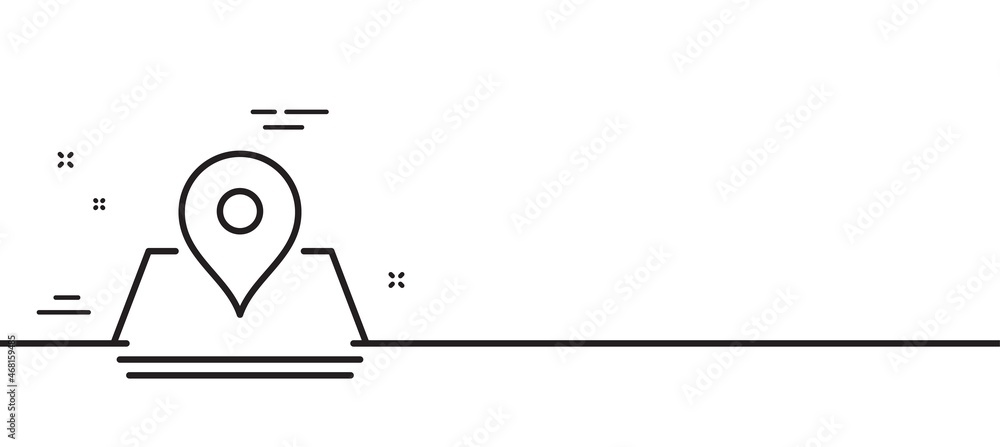 Map pin line icon. Trip point sign. Journey location pointer symbol. Minimal line illustration background. Pin line icon pattern banner. White web template concept. Vector