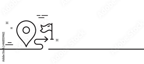 Journey line icon. Road path sign. Route map distance symbol. Minimal line illustration background. Journey line icon pattern banner. White web template concept. Vector