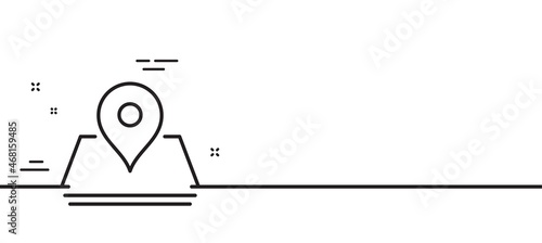 Map pin line icon. Trip point sign. Journey location pointer symbol. Minimal line illustration background. Pin line icon pattern banner. White web template concept. Vector