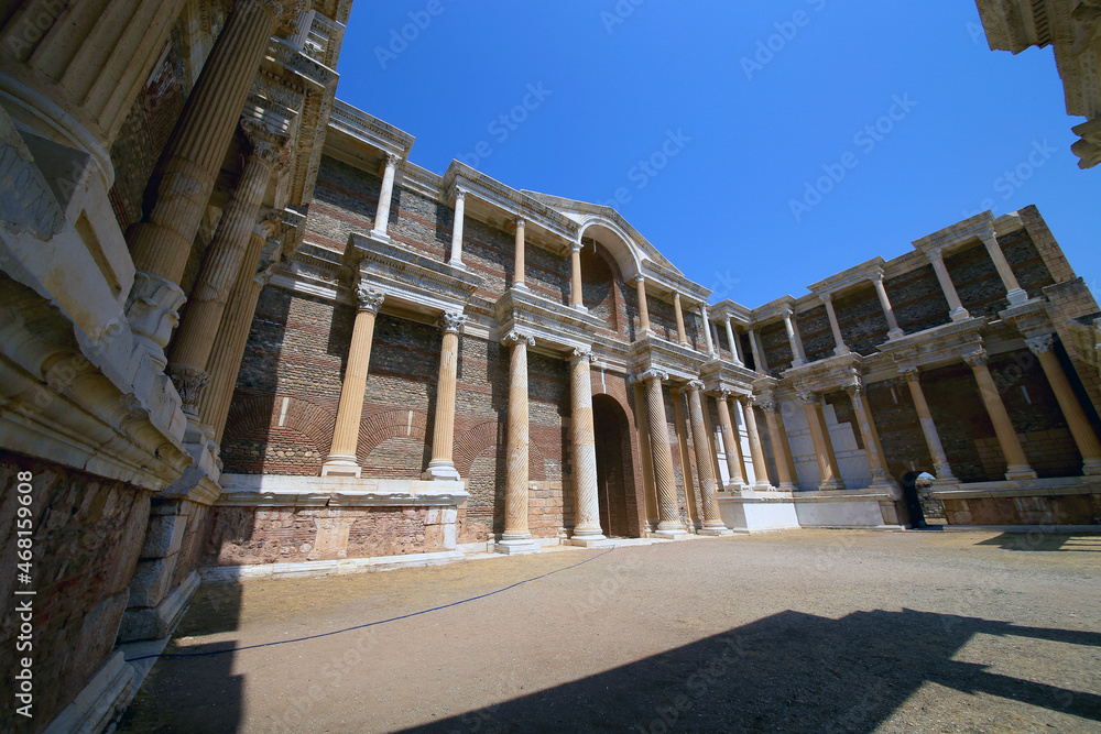 Ancient Gymnasium Sardis or Sardes, the Ancient City Capital at Lydia, Turkey. Ancient Gymnasium Sardis or Sardes, the Ancient City Capital at Lydia, Turkey.