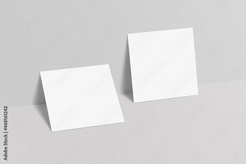 Square business card mockup on gray background. Square business card mockup on gray background.