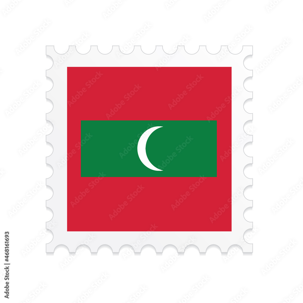 Maldives flag postage stamp on white background. Vector illustration eps10.