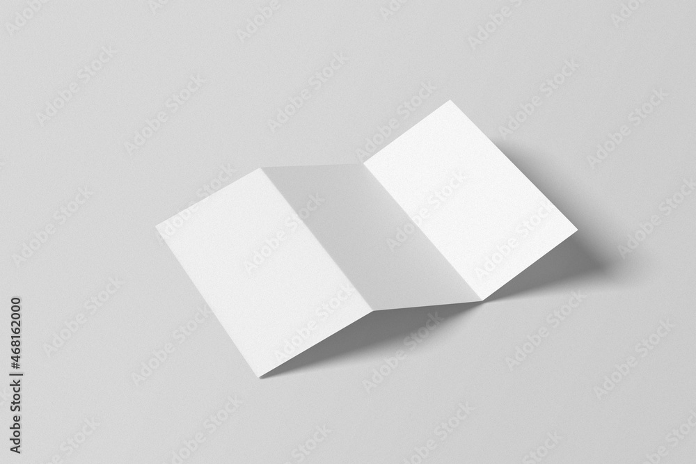 DL trifold brochure mockup. Blank empty space 3D rendering object. DL trifold brochure mockup. Blank empty space 3D rendering object.