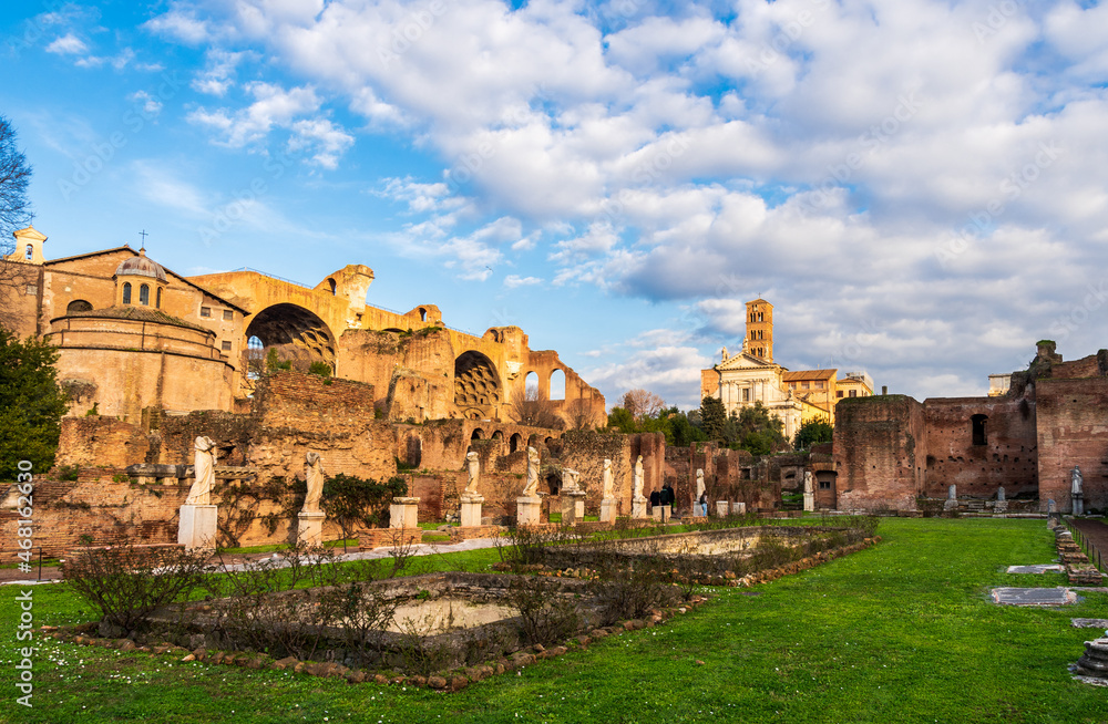 Garden outside ruins of roman forum