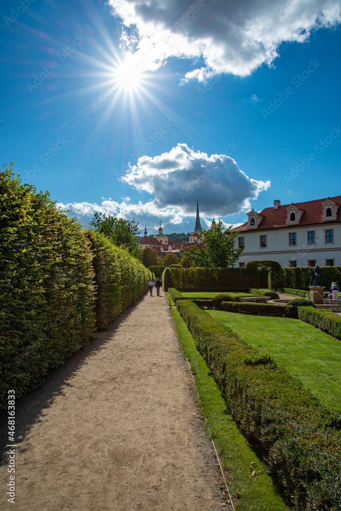 castle garden in the centre of Prague during a sunny day 