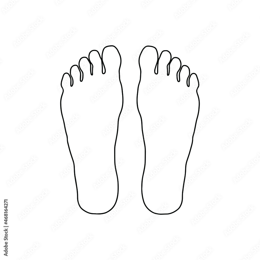 Human feet from above. Drawn by lines on white background. Vector Stock illustration. Human feet from above. Drawn by lines on white background. Vector Stock illustration.
