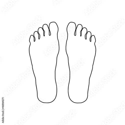 Human feet from above. Drawn by lines on white background. Vector Stock illustration.
