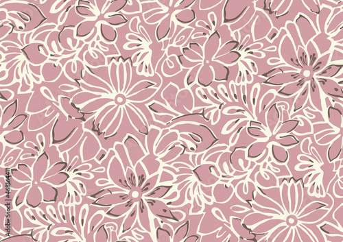 Seamless tiled flower repeat with a rotary spec repeat for print. Editable.Use as is as a seamless floral background tile, or recolour to suit your interior projects. Life size patterns.