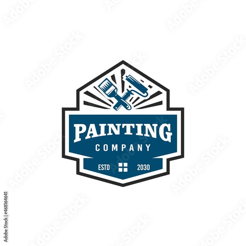 Vintage Retro Old Badge Emblem Logo Design for Renovation, Decoration Restoration Painting House Service Business Company