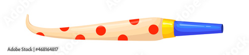Blower horn. Carnival trumpet for soccer or celebrate new year, cartoon illustration