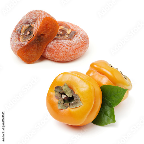 dried persimmon on white background 