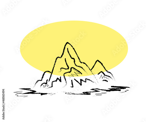 Beautiful mountains on an isolated background. Silhouette. Vector illustration.