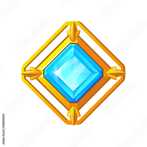 Bronze amulet. Award in game, 2nd order jewelry, silver fireworks, cartoon vector illustration