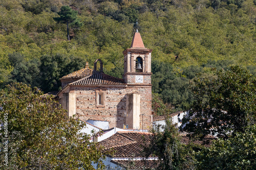 The church of Santiago el Mayor  in the town of Casta  o del Robledo  Sierra de Aracena  in the mountains of Huelva