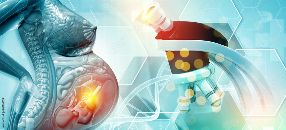 Φωτογραφία Pregnant woman infographic background, concept and idea for healthcare technology, innovation medicine, health, science and research
