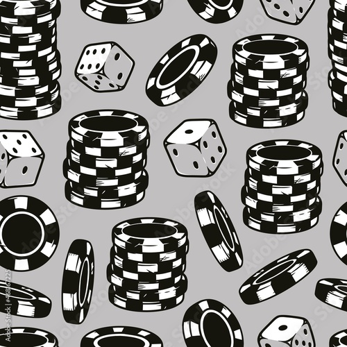 Casino vintage monochrome seamless pattern