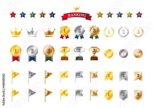 グラデーションのランキングアイコンのセット