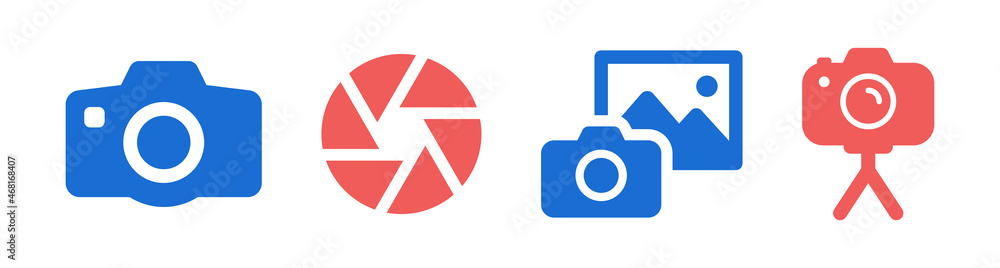 Photo and camera icon set. Vector illustration Photo and camera icon set. Vector illustration