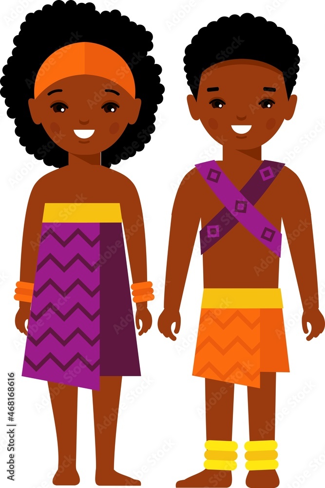 Vector illustration of african american, hawaiian children Vector illustration of african american, hawaiian children