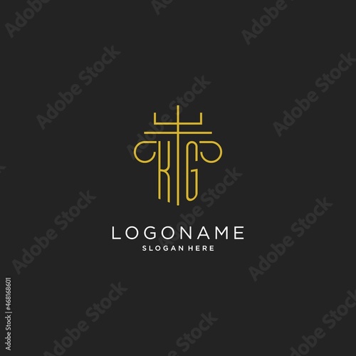 KG initial with monoline pillar logo style, luxury monogram logo design for legal firm