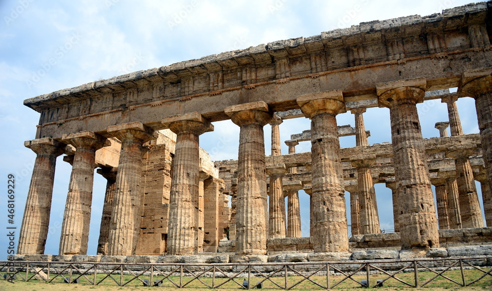 Temple of Neptune-Paestum, an ancient city of Magna Graecia called by the Greeks Poseidonia in honor of Poseidon, but very devoted to Athena and Hera. Under the Romans it takes the name of Paestum