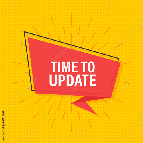 Hand Holding Megaphone with Time to update. Megaphone banner. Web design