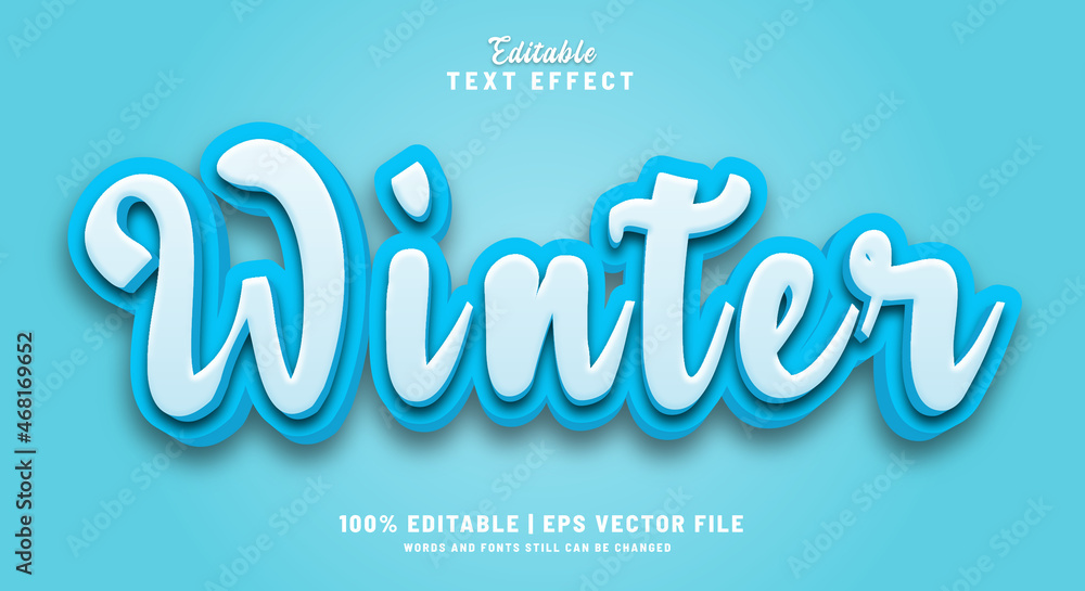 Winter editable text effect 3d style 