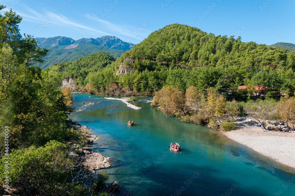 Obraz premium Köprülü Kanyon National Park. Bridge and water resources. Manavgat, Antalya, Turkey.