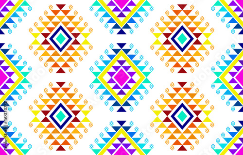 Geometric ethnic pattern design. Aztec fabric carpet mandala ornament boho chevron textile decoration wallpaper. Tribal turkey African Indian traditional embroidery vector illustrations background 