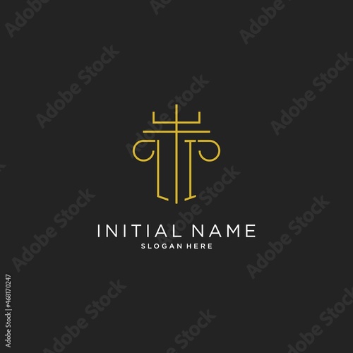 LI initial with monoline pillar logo style, luxury monogram logo design for legal firm