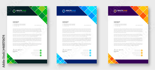 Modern Medical Doctor healthcare letterhead Design Template with green, blue, orange color. corporate modern letterhead design template. letter head design. doctor letterhead. medical letterhead