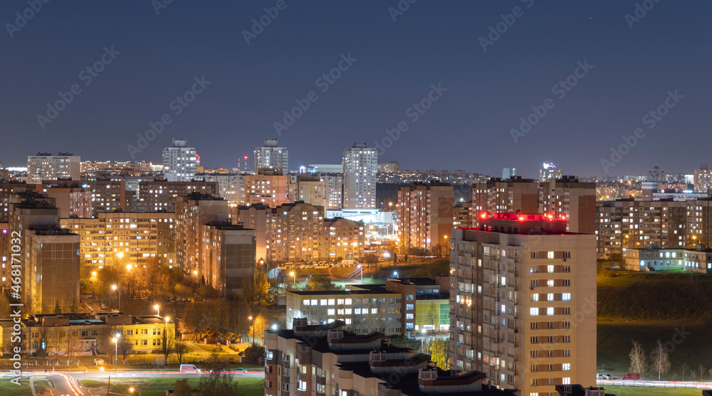 Night Minsk from a height.