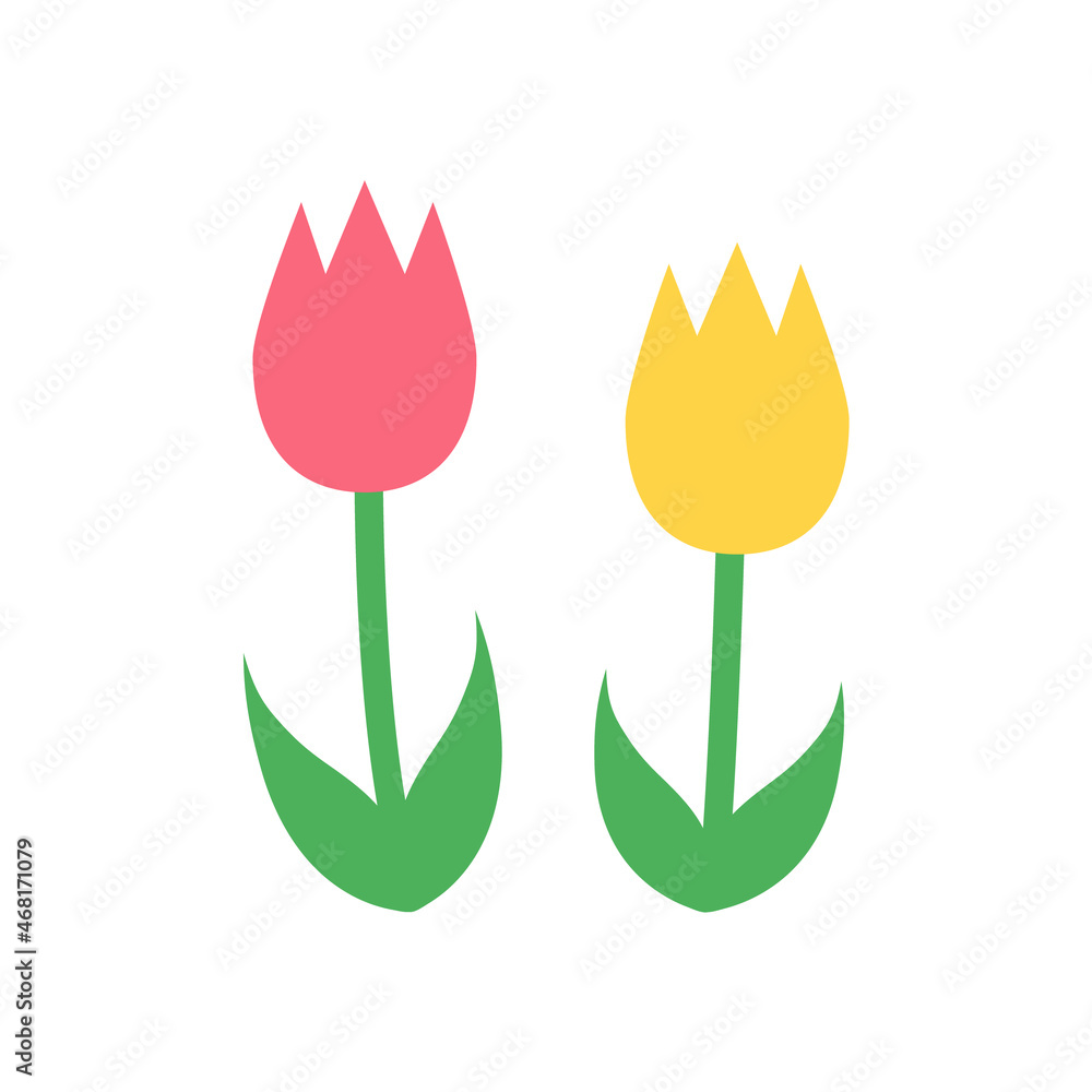 シンプルでフラットなチューリップのイラスト Stock Vector Adobe Stock